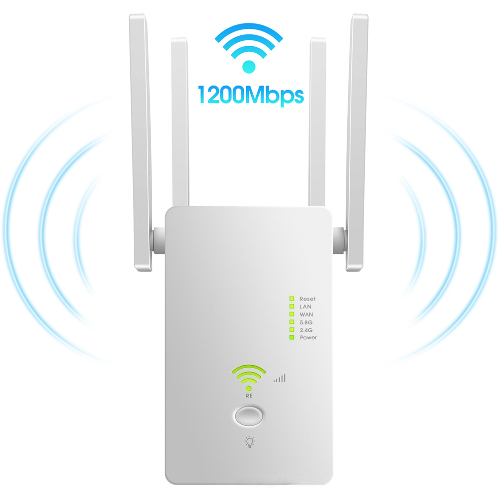 1200 mbps hjemmekontor trådløst netværk rækkeviddeforlænger 2.4 ghz 5 ghz fuld dækning med antenne wifi repeater forstærker dual band