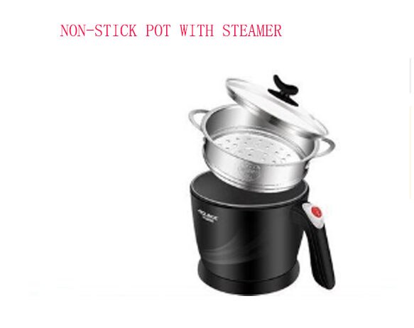 Electric Cooker Boiling Pot Noodle Maker Mini Hotpot Porridge Soup Cooking Machine Stainless Steel Non-Stick Pan 1.2L