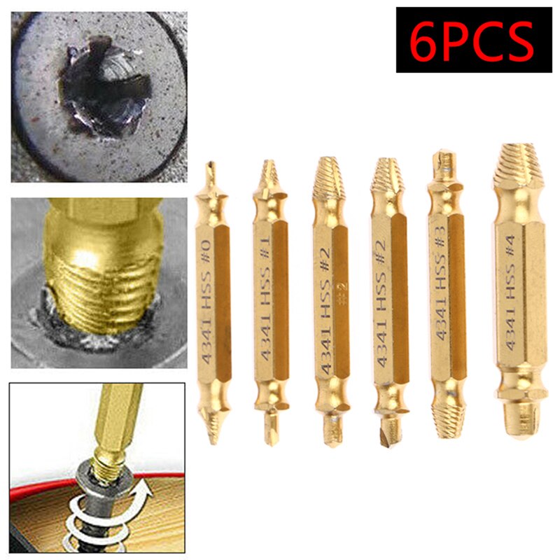 6pcs Damaged Screw Extractor Speed Out Drill Bits Removal Tool Broken Bolt Remover Deburrer
