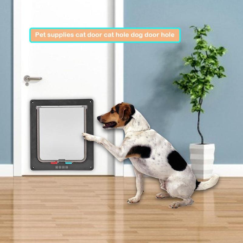 4 Way Pet Deuren Afsluitbare Hond Kat Beveiliging Flap Deur Kitten Puppy Huisdieren Plastic Gate Flap Deur Huisdier kitten Deur