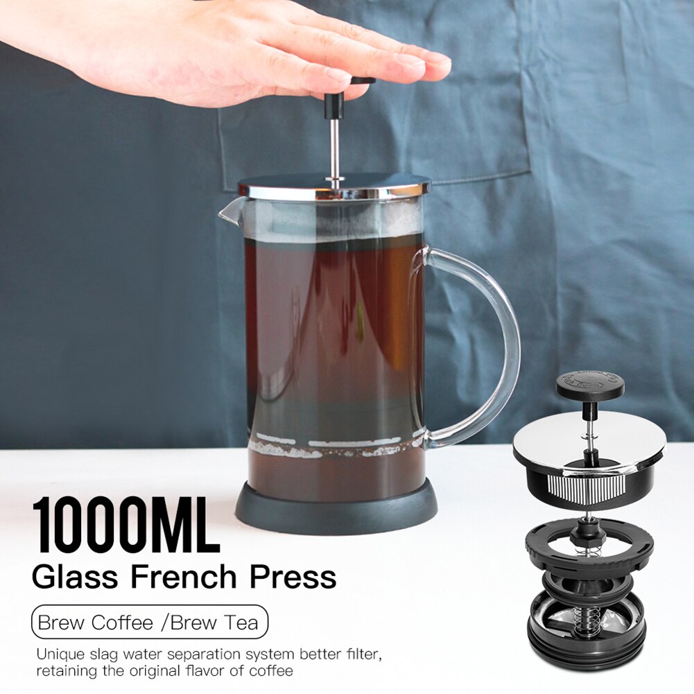 Théière en verre, cafetière à café, thé, filtre français, fabrication expresso, bouilloire, théière, ustensiles de boisson pour la cuisine