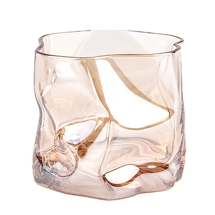 350ml uregelmessige blyfrie glass whiskyglass varmebestandige husholdnings fargerike gullkant glass kopp spritglass vinutstyr: 4