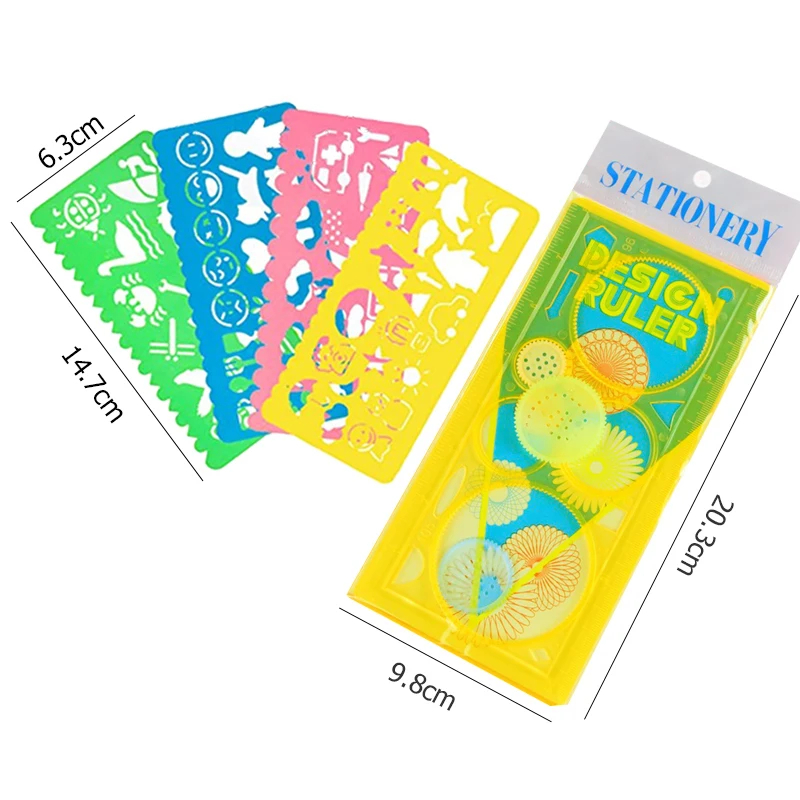 Modèles de peinture spirographe stylo à bille jouets de dessin pour enfants Puzzle art outil de bricolage multifonctionnel règle d'anniversaire TMZ: Marron