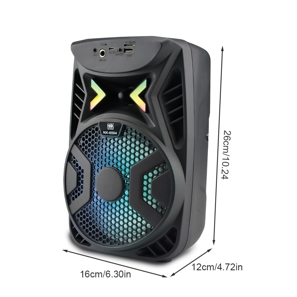 Portable Outdoor Bluetooth Speaker Wireless Stereo Bass Speakers FM Radio TF Card Music Player with Microphone LED Light