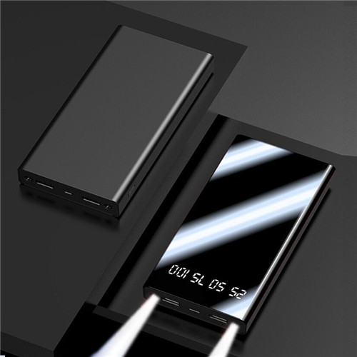 50000Mah Mobiele Power Bank Met Zaklamp Led Digitale Display Snel Opladen Externe Batterij Travel Outdoor Draagbare Oplader: Black