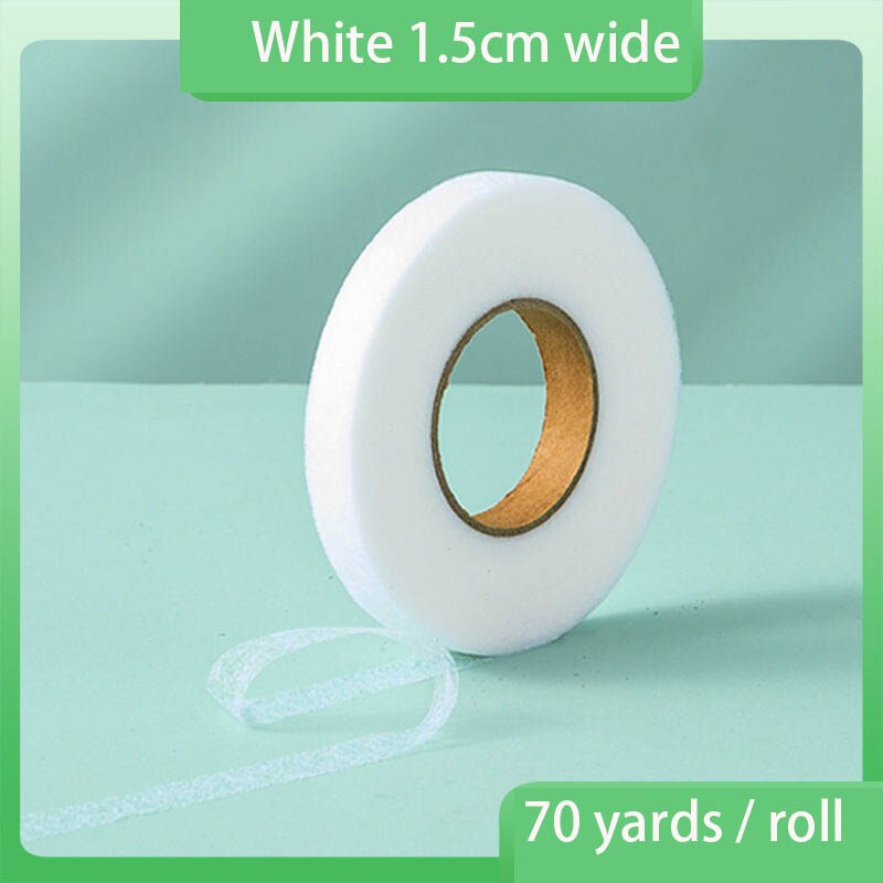 70 Yard Wit Dubbelzijdige Stof Doek Kleding Kreukelzones Diy Naaien Accessoires Patchwork Voering Stof: white 1.5cm wide