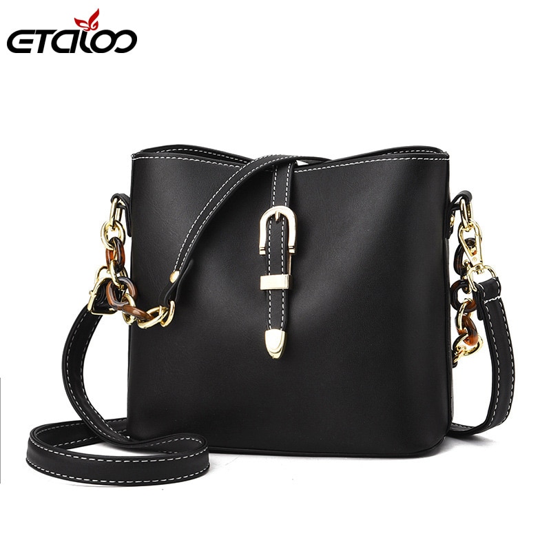 Bucket Shoulder Bag Women Chains Crossbody Bag Female Belt lock Messenger Bags Ladies PU Leather Handbag Women's Bag