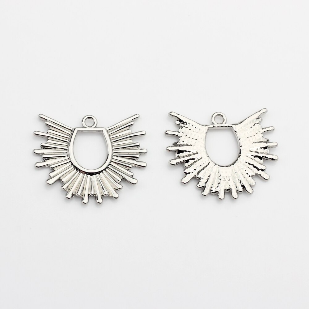Accesorios para hacer pendientes de joyería, Charms de aleación de Zinc de Color dorado con pintura en aerosol geométrica exagerada, flores del sol, 6 unids/lote: Silver