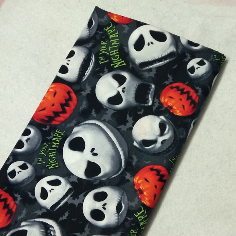 Vintage Halloween Punk Cool fleur tête de crâne série imprimé coton tissu 50x105cm crâne tissu Patchwork tissu robe fête: Design 1  50x105cm