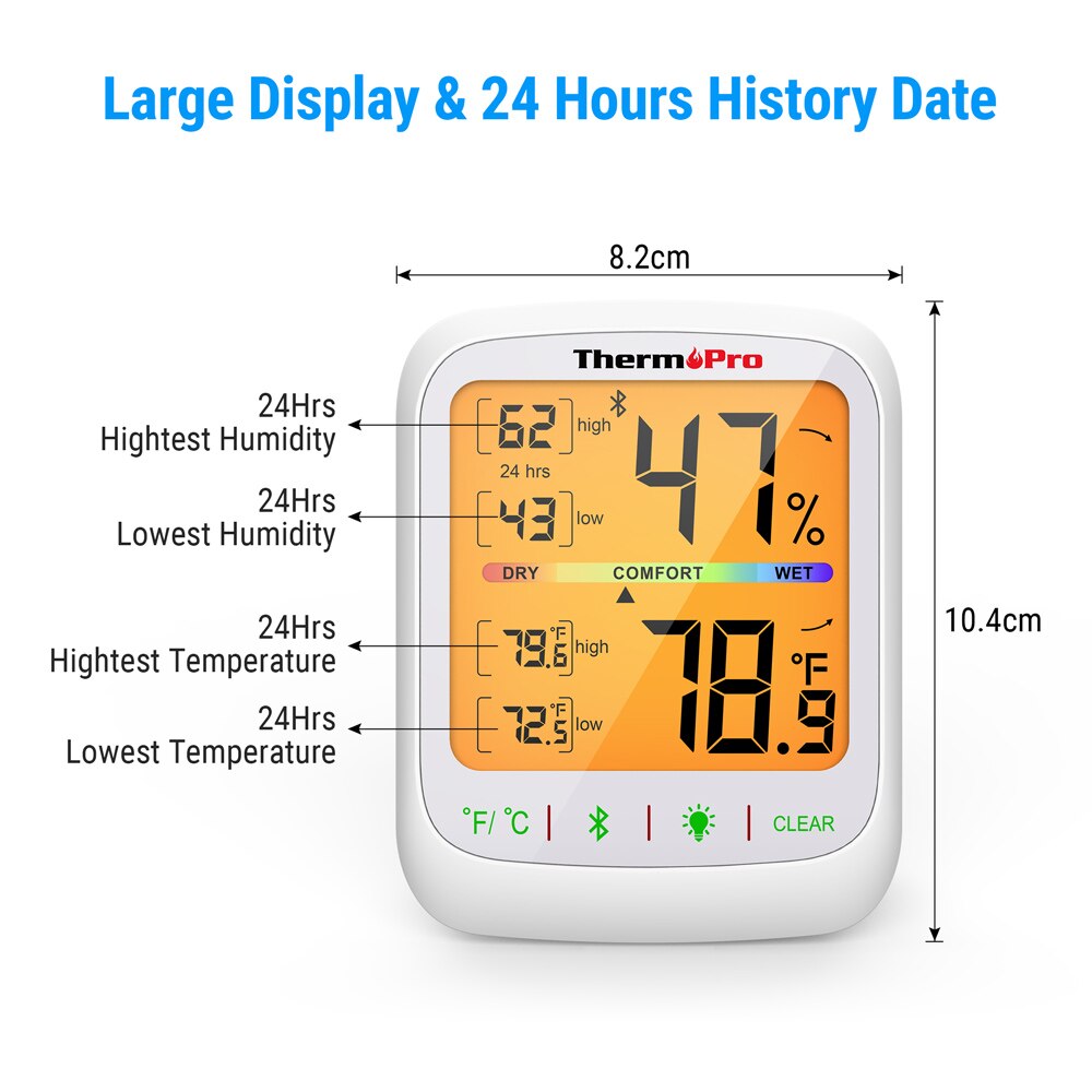 ThermoPro TP359 Digital Temperature Humidity Meter 80M Bulethooth Wireless Thermometer Hygrometer Indoor Outdoor Weather Station