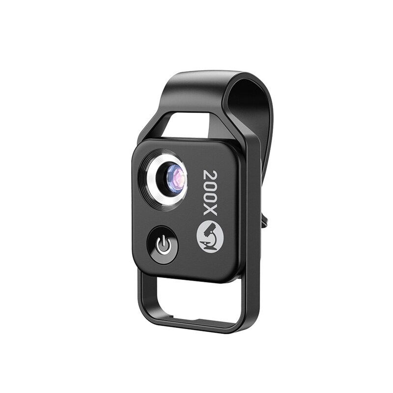 200X Telefoon Mini Pocket Microscoop Met Cpl En Led Licht, Draagbare Digitale Microscoop Camera Voor Smartphone: Zilver