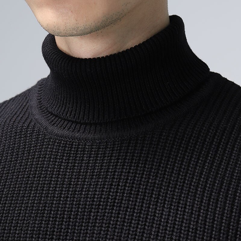 Herre rullekravetrøjer efterår vinter tyk varm pullover herre strikket bomuldstrøje herre rullekravetrøje tøj top 3xl