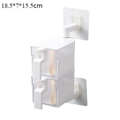 Krydderier opbevaringsbokse vægmonteret roterende krydderkrukke krydderier opbevaring køkken organisation værktøj organisator boks tilbehør: Lag (hvid)