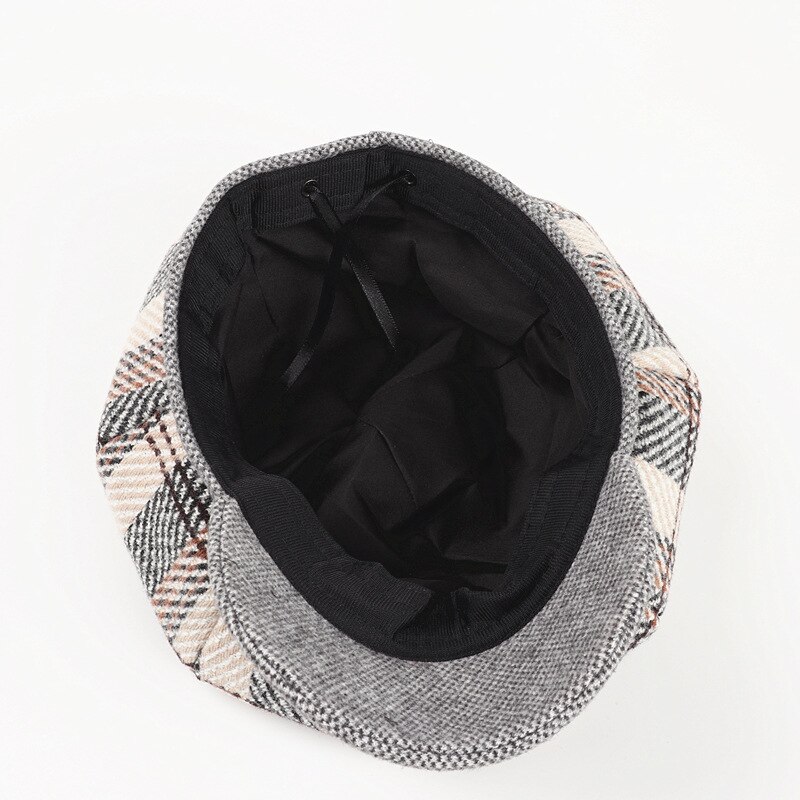 Ldslyjr-Gorra de algodón a cuadros para pintor, gorro de pintor informal con visera octogonal, unisex,