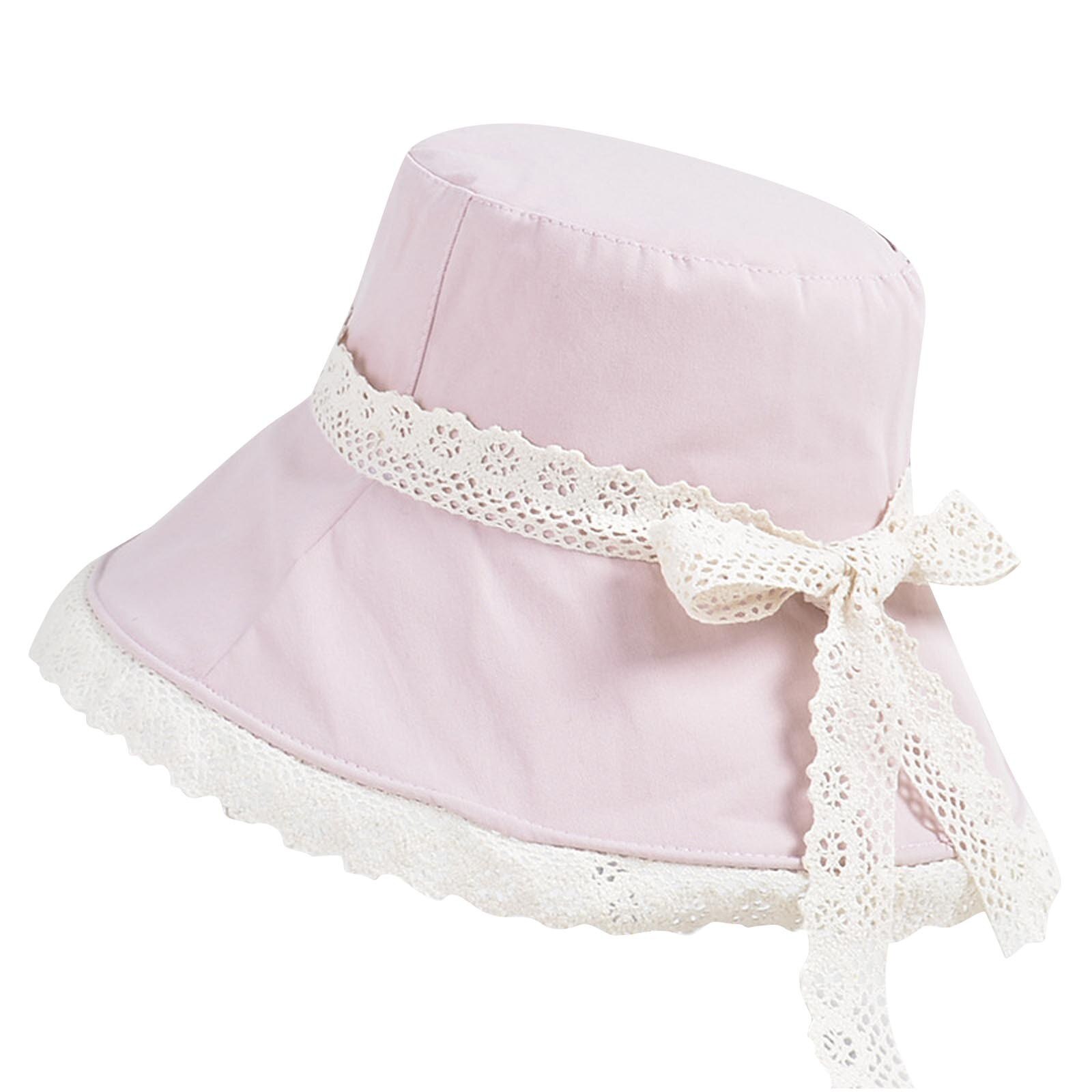 Zomer Vrouwen Vouw Kant Mode Outdoor Zonnescherm Hoed Bekken Hoed Visser Hoed Strand Ademende Zonnebrandcrème Hoed: Roze