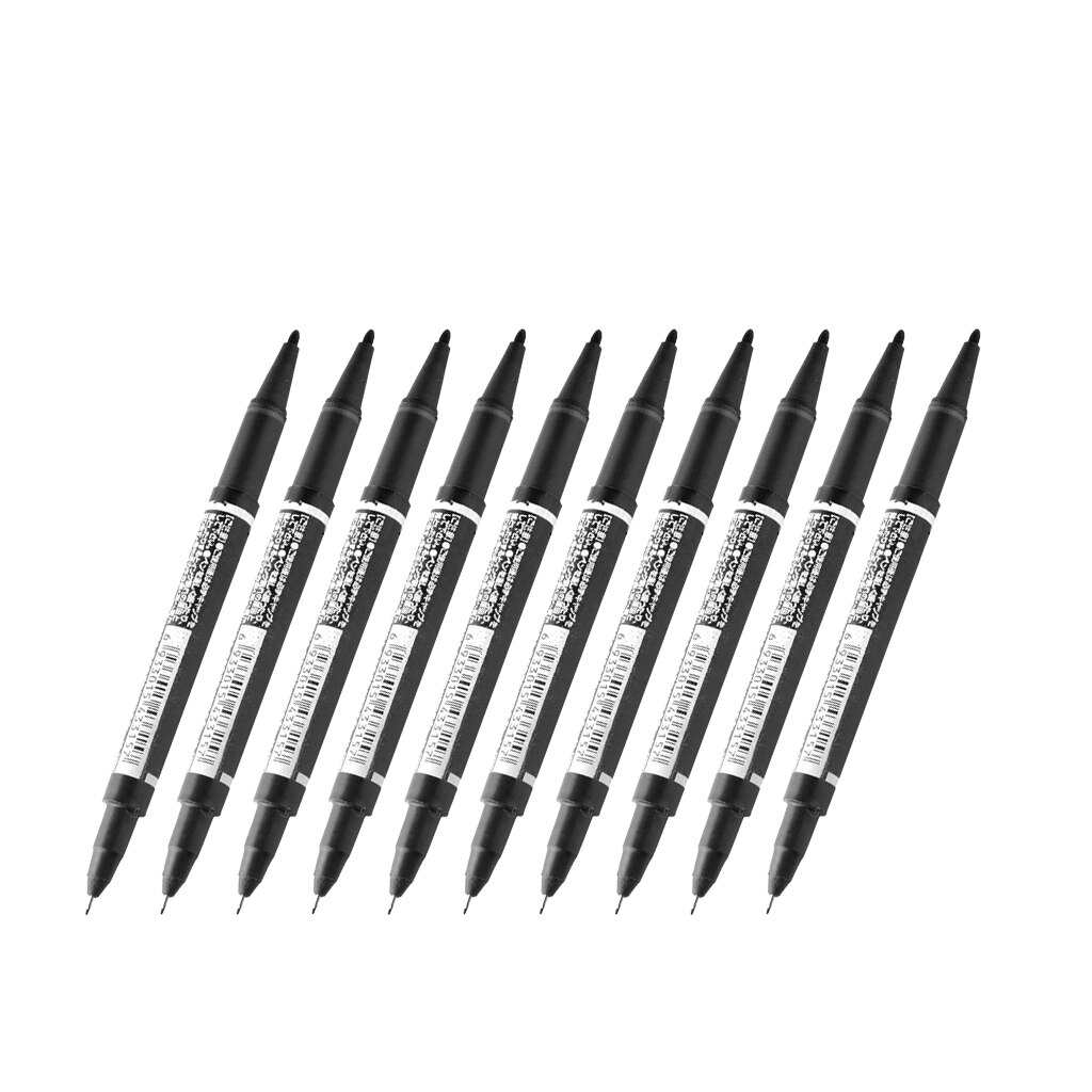 10pcs Black Double Ended Highlighter Marker Pen Oily Paint Marker Pen Kit