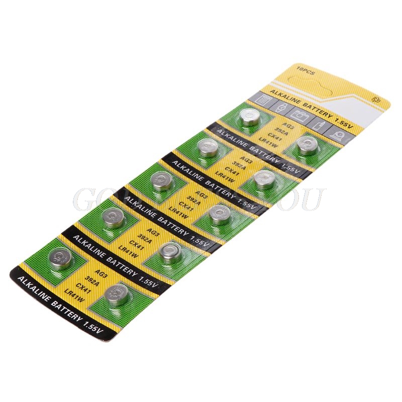 10PCS Cell Coin Alkaline Battery AG3 1.55V Button Batteries SR41 192 L736 384 SR41SW CX41 LR41 392 Lamp Chain Finger Light Watch
