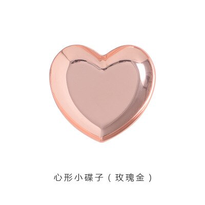 Nordic Rose Gold Metal Storage Tray Luxurious Brass Gold Silver Oval Plate Iron Fruit Plate Jewelry Display Tray for Home Decor: rose gold-heart
