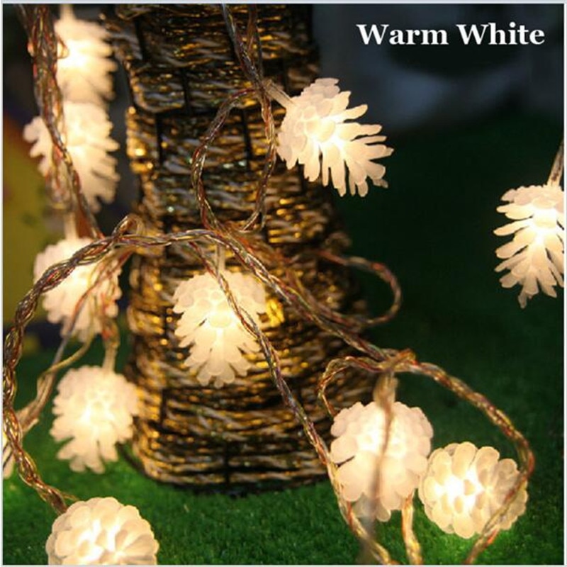 5M 28 LED Pine Cone String Lights Fairy light for Pineapple Christmas Tree pendants Valentine Day wedding party Manual DIY Decor