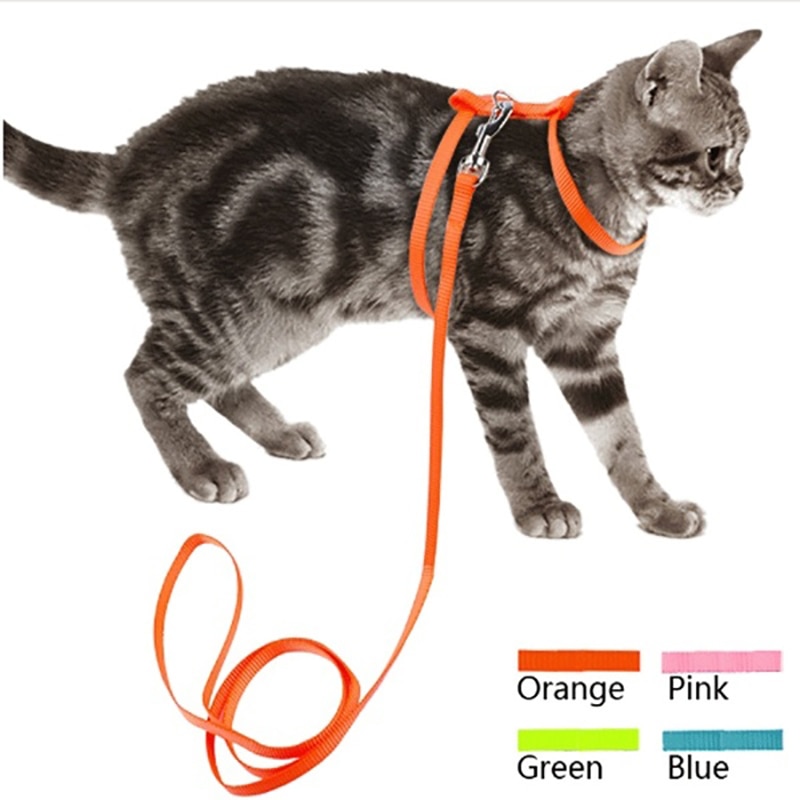 9 Kleuren Verstelbare Kat Leash Set Nylon Pet Kat Riemen Touw Voor Puppies Lopen Borstband Pet Product