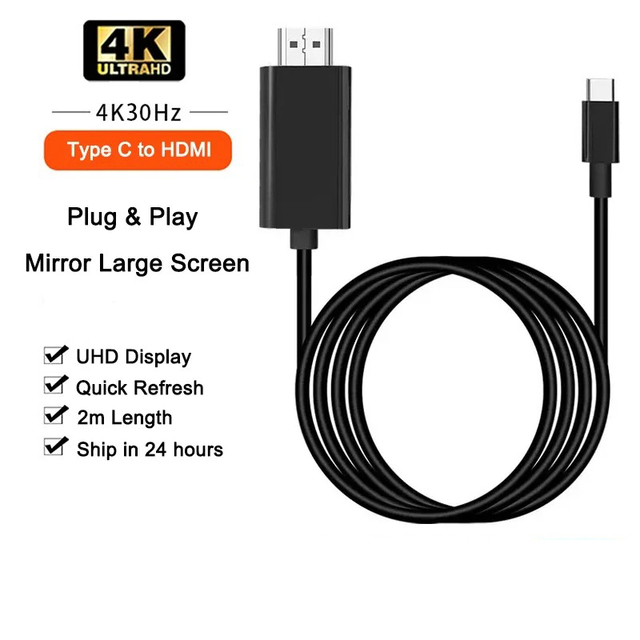 Usb-c till hdmi-kompatibel adapter 4k typ 60hz c-kabel hdtv-omvandlarkabel för projektor pc bärbar dator surfplatta ipad iphone 16 xiaomi: Röd