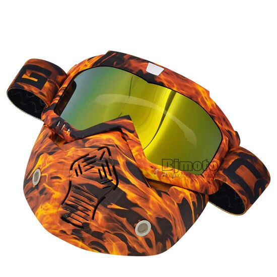 Máscara de casco facial Vintage, gafas desmontables para Motocross, Scooter, Jet, máscara, gafas de sol, esquí, Skate: Model 8