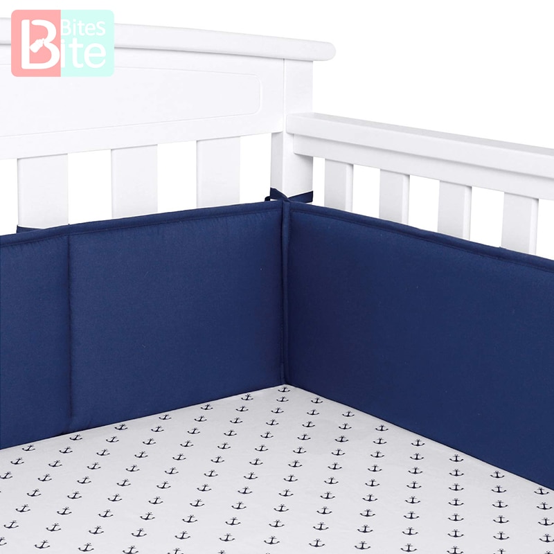 Baby Safe Crib Bumper Pads for Standard Cribs Machine Washable Padded Crib Liner Thick Padding for Nursery Bed 100% Cotton