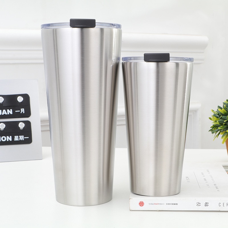 Vaso de acero inoxidable de 16oz, 30oz, doble pared, aislado al vacío, para viaje, taza de café, deportes, taza recta, botellas portátiles