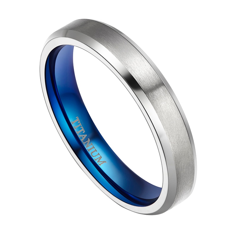 4mm Blue Inlay Titanium Rings For Women Wedding Love Rings Female Engagement Promise Jewelry anillos mujer sieraden