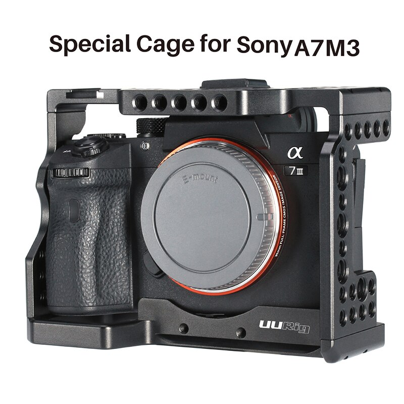 UURig Camera Cage Mount voor Sony A7III A7R3 A7M3 met Arri Lokaliseren Gat en Microfoon Koude Schoen Mount w Top handvat Grip Rig