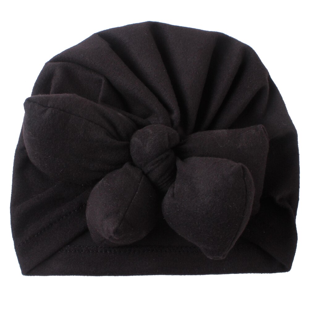 Babytillbehör söta nyfödda flickor barn turban mjuk siden rosett mössa linda huvudbonad pannband: Svart