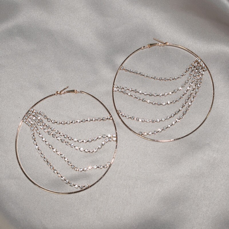 Overdrevet rhinestone big hoop øredobber for kvinner smykker bohemian statement øredobber tilbehør