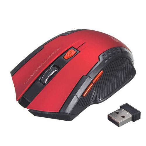 2.4 ghz draadloze muis met 6 toetsen en usb-ontvanger, instelbare dpi gamingmuis, muizen voor pc, laptop, gamingmuis, draadloze muis voor thuis: Rood