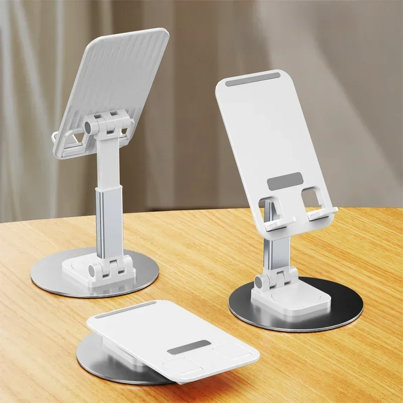 Universelt telefonstativ på skrivebord 360 ° roterende flervinklet sklisikker metallbase sammenleggbar for kontor, iphone 13 14 15 pro xiaomi samsun