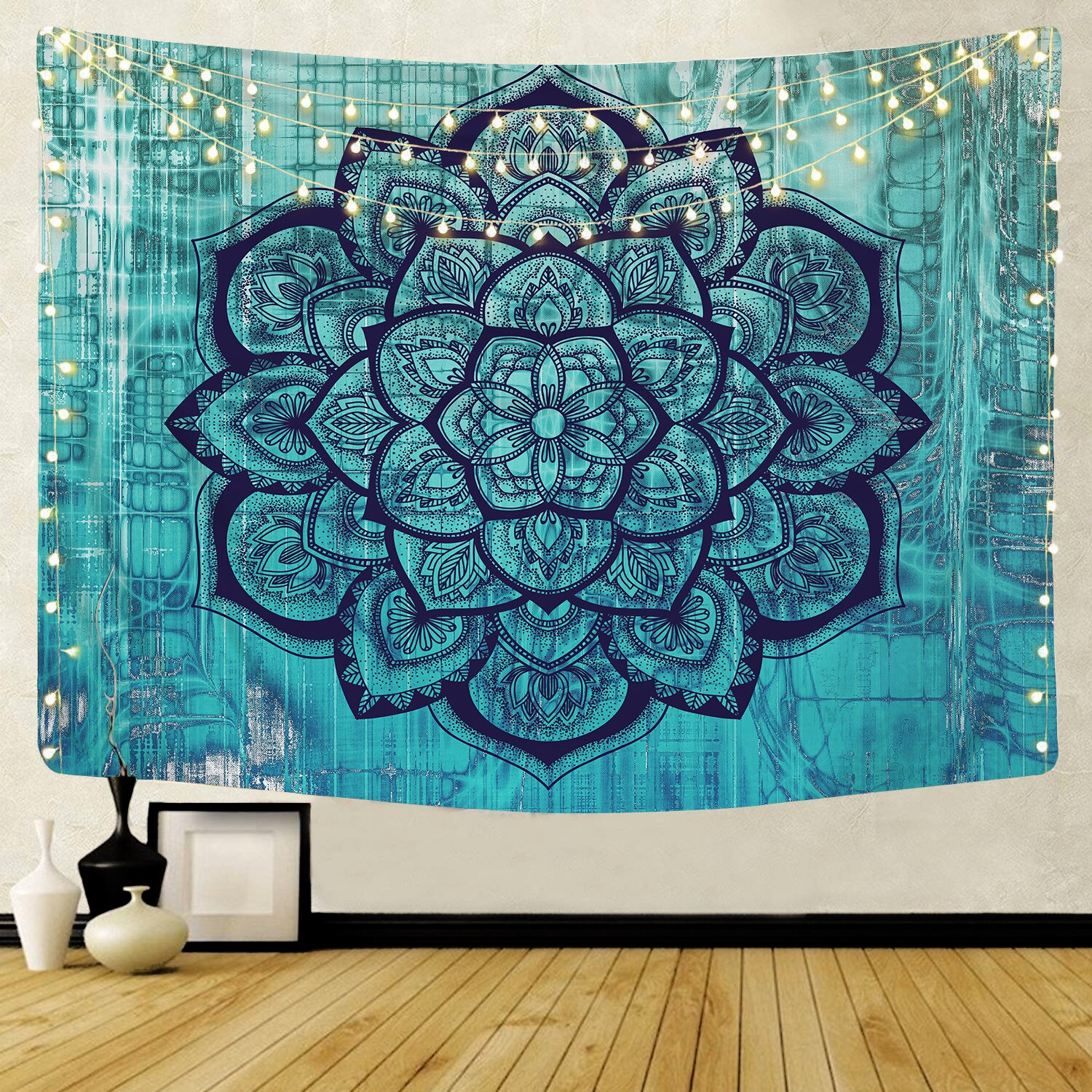 Mandala gobeläng vägghängande dekor vägg tyg gobelänger psykedelisk hippie nattmåne gobeläng vägg strand matta