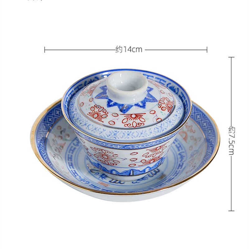 Creatieve Gaiwan Voor Thee Terrine Met Deksel Theewaar Blauw En Wit Theeceremonie Kopjes Thee Bowls Bloem Chinese Chawan