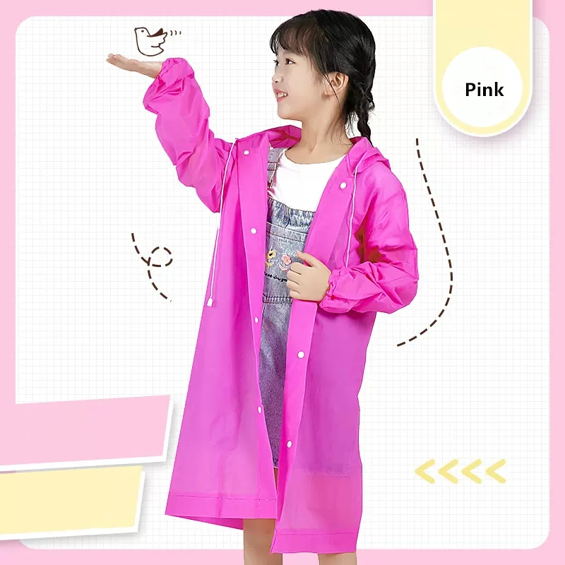 EVA Children Raincoat Thickened Waterproof Rain Coat Kids Clear Transparent Tour Waterproof Rainwear Student travel Rain Poncho: Blue