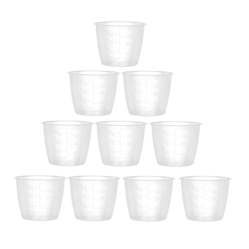 2/5/10Pcs 160ml Measuring Cups Clear Scale Plastic Water Rice Storage Measure Cup Kitchen Accessories Cooking Tools for Cookers: Clear 10Pc