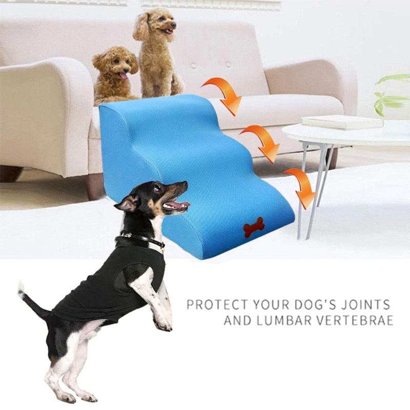 Lightweight Pet Stairs for Dogs & Cats Steps for High Beds and Couches Machine Washable E7CC