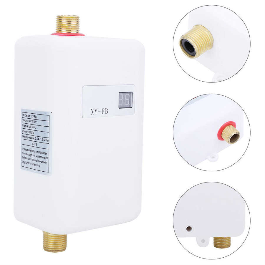 LCD Digital Water Heater Tankless Instantaneous Water Heater Kitchen Bathroom Fast Heating Electric Shower Water Heater