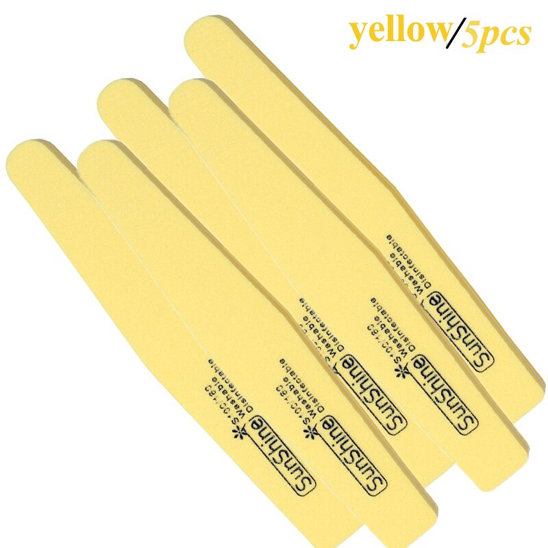 60 pcs Nail Files Nail Buffer Buffing 100/180 Nail Beauty Tools Diamond Spong Bloc Polissoir Ongles DIY Nail Tools: 5pcs-yellow