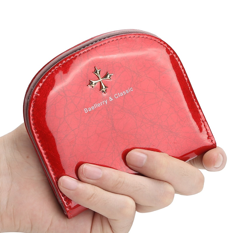 Baellery hasp leren damesportemonnee met korte rits, kleine portemonnee voor dames, slanke portemonnee, eenvoudige kaarthouder, mini-portemonnees voor dames