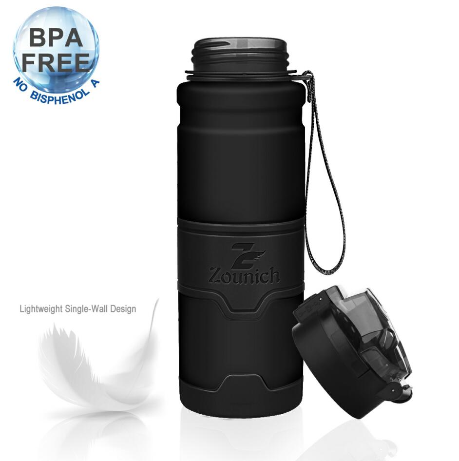 Urheiluvesipullot 400 ml proteiiniravistelija ulkoilumatka kannettava vuotamaton tritanmuovinen suurikapasiteettinen juomapullo bpa-vapaa: Musta