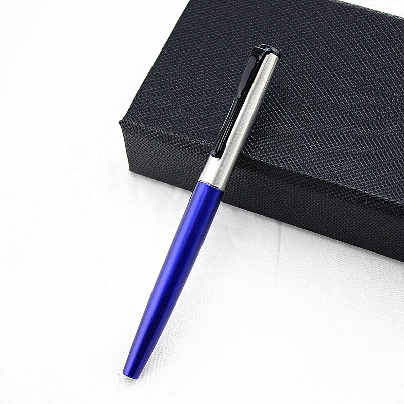 Luxury blue Business Metal Fountain Pen Nib Medium black Clip School Supplies