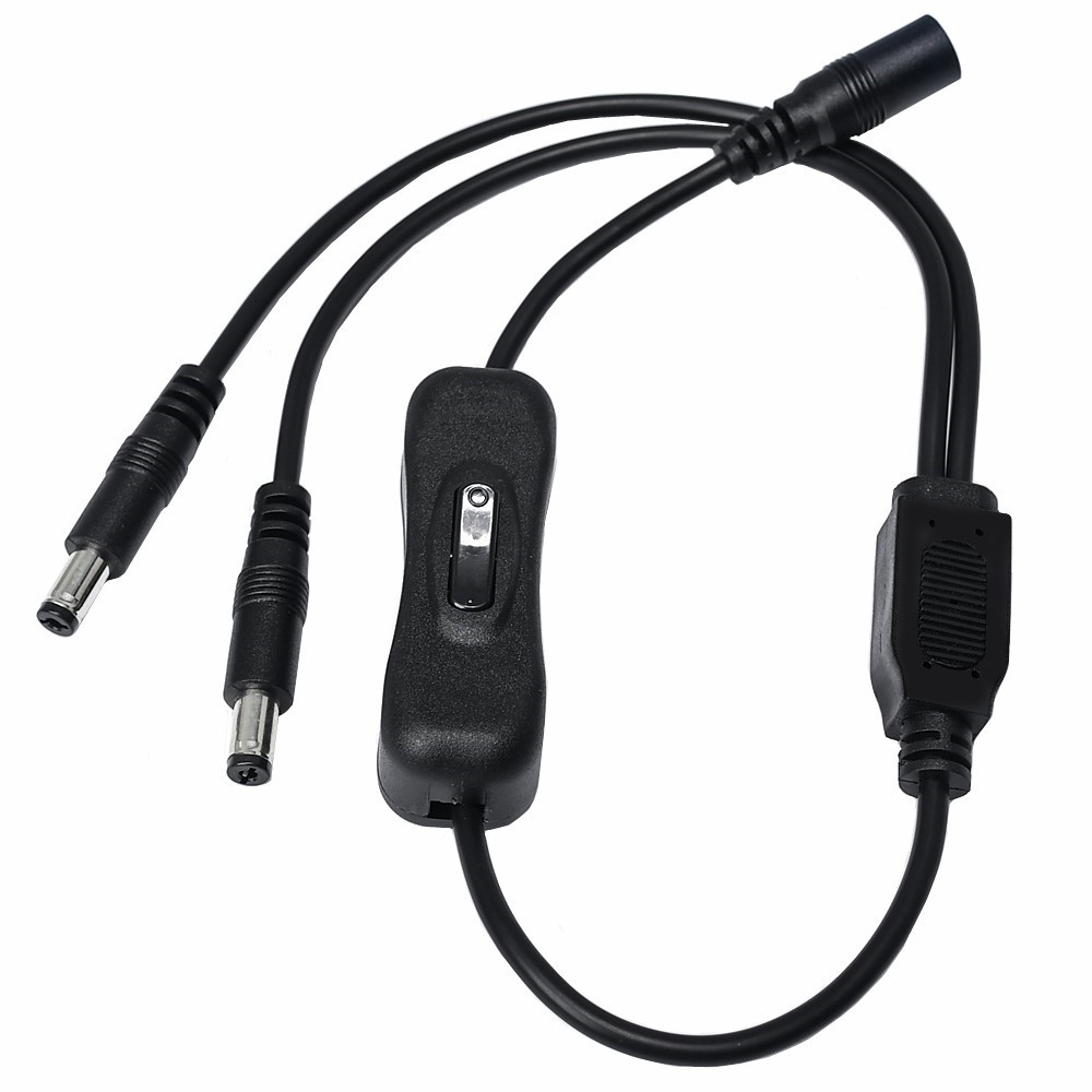 DC5521 DC5525 One split, two female to two male Y-shaped splitter power cord with 304 switch wire