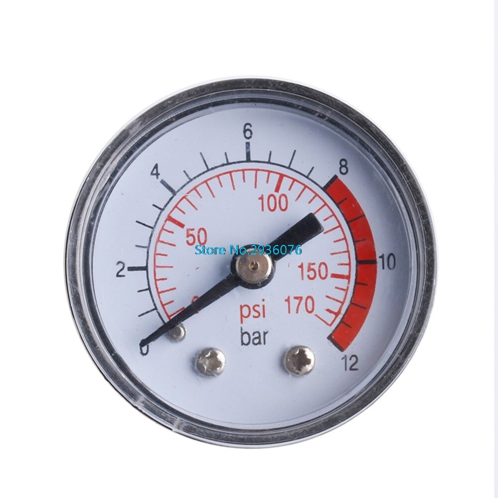 Air Compressor Gauge Pneumatic Hydraulic Fluid Pressure Gauge 0-12Bar / 0-170PSI