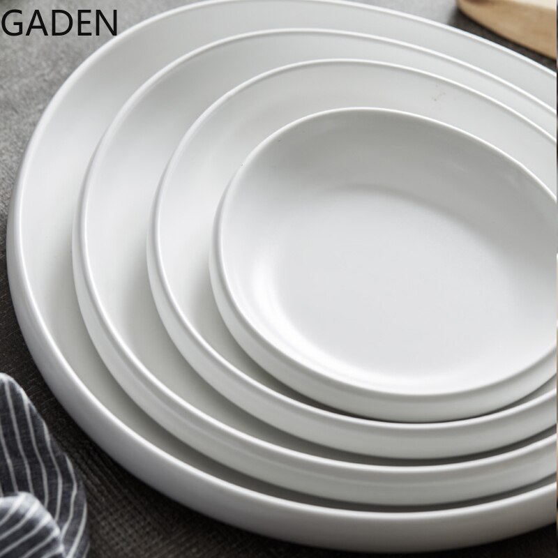 Assiette à dîner en céramique blanche irrégulière, assiette à soupe en forme d&#39;assiette à dîner à la maison, vaisselle de table, grande assiette occidentale