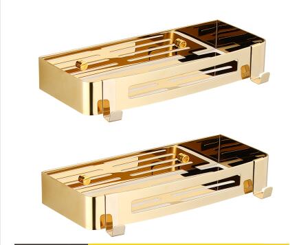 Badeværelsestilbehør guld toiletbørsteholder,papirholder,håndklædestang,håndklædeholder badeværelse hardware sæt pvd finish: Firkantet kurv