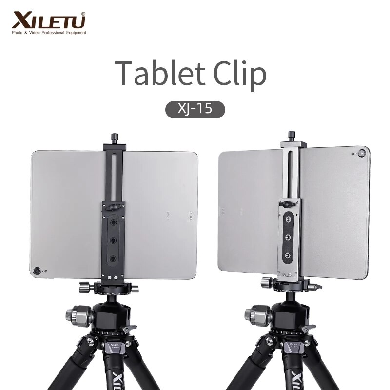 XILETU XJ-15 Universal Aluminum Alloy Tablet Phone Stand Holder Clip Tripod Adjustable Bracket for iPad Mobile Phones Tablets