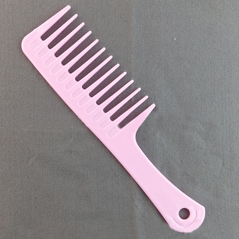 Peine de peluquería resistente al calor para mujer, cepillos de pelo rizado con gancho húmedo, herramientas de estilismo, dientes anchos y gruesos: Rosa